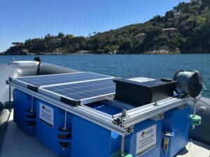 WAILS smart buoy with solar panels and electronics box for remote scientific mon WAILS smart buoy with solar panels and electronics box for remote scientific monitoring